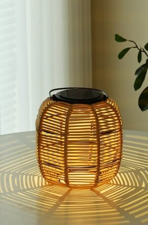 Solar Rattan Decorative Lantern – Warm White led
